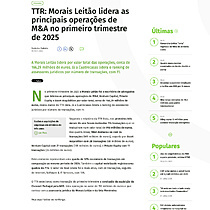 TTR: Morais Leito lidera as principais operaes de M&A no primeiro trimestre de 2025